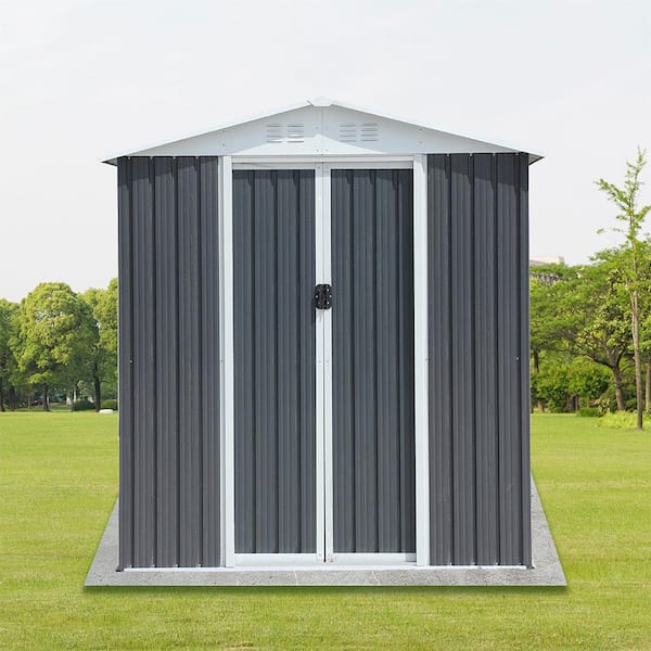 Misopily 6 ft. x 4 ft. Gray Outdoor Metal Shed Storage with Apex