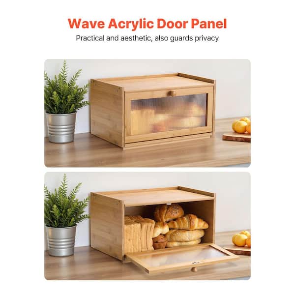 SKYSHALO Large Bamboo Bread Box for Kitchen Counter, Farmhouse