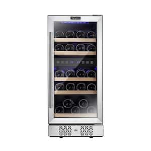 15 in. Dual Zone 29-Bottle Built-In and Freestanding Wine Cooler in Stainless Steel