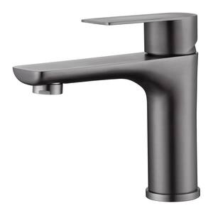 Hourglass Stream Single Handle Single Hole Bathroom Faucet with Spot Resistant in Metallic Gray