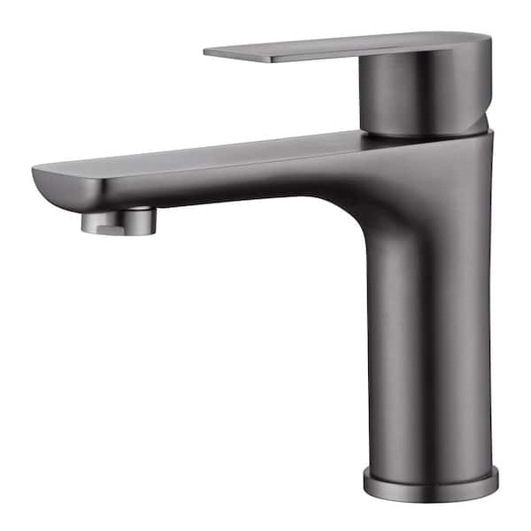 SUMERAIN Hourglass Stream Single Handle Single Hole Bathroom Faucet with Spot Resistant in Metallic Gray