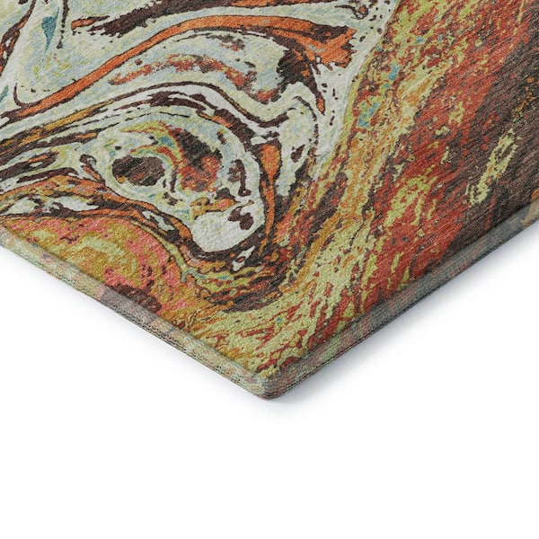 Mayfield Premium Machine Washable Abstract AMF1061 Khaki 10 ft. x 14 ft. Area Rug