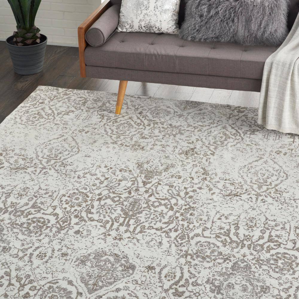 Ivory Medallion Flat Woven Reversible Runner Rug