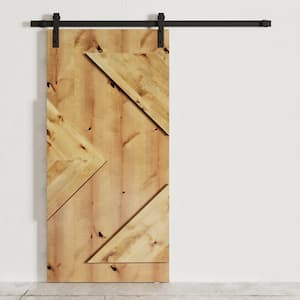 40 in. x 83 in. Roswell Solid Wood Core Knotty Alder Barn Door with Sliding Door Hardware Kit