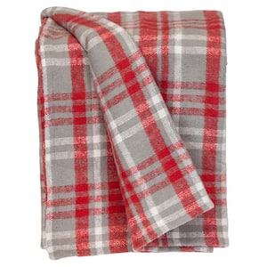 Transitional Plaid Red Rectangle 50 in. x 65 in. Throw Blanket