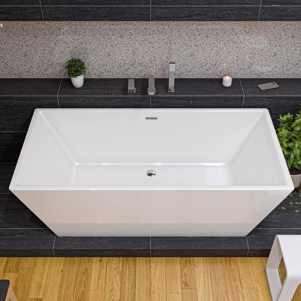 67'' White Freestanding Acrylic Soaking Bathtub