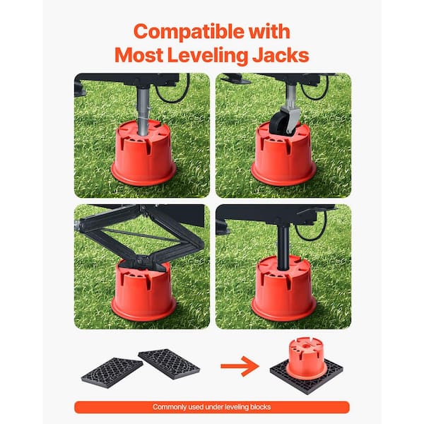 Trailer Jack Block RV-reisaccessoires, 4-pack krikken, 2721 kg capaciteit per RV-nivelleringsblok, voor elke krik, paal, voet en vijfde wiel | NL