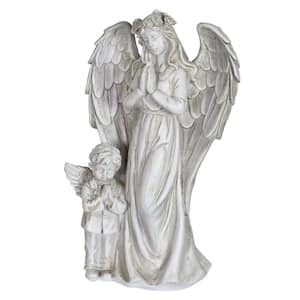 LED Halo Angel with Boy with Timer Garden Statue