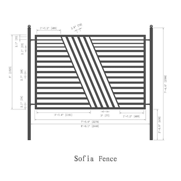 ALEKO 16 ft. x 5 ft. Sofia Style Security Fence Panels Steel Fence Kit 2-Panel Gate Fence