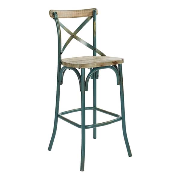 OSP Home Furnishings Somerset 30 in. with Back in Antique Tourquoise Bar Stool