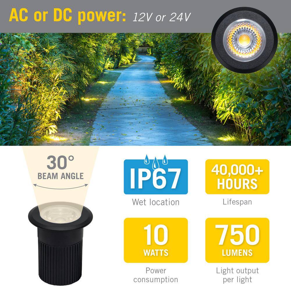 Black Integrated LED Inground Landscape Well Light