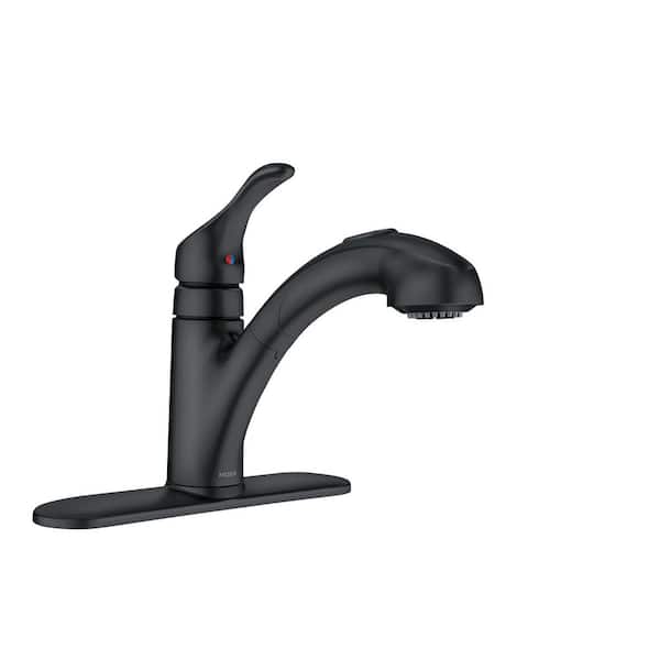 Renzo Matte Black 9 in. H Pull Out Sprayer Kitchen Faucet with 180° Spout Swivel