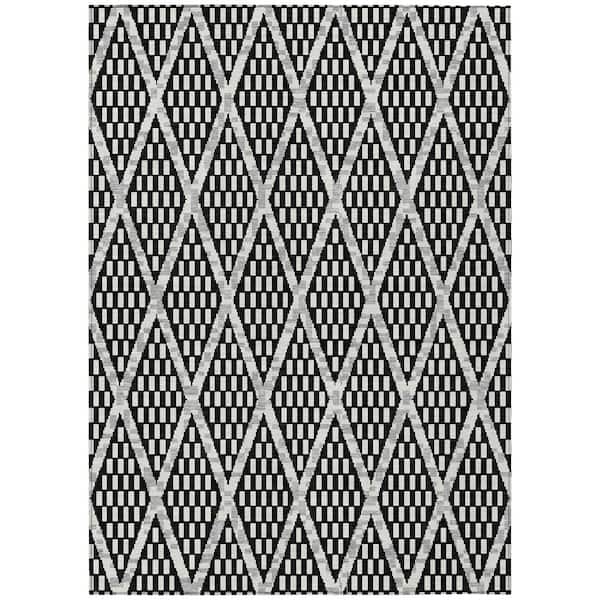 Chantille Machine Washable Indoor/Outdoor Abstract ACN3043 Black 10 ft. x 14 ft. Area Rug