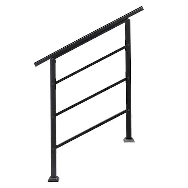 Winado 38.3 in. H x 37.8 in. W Black Iron Stair Railing Kit ...