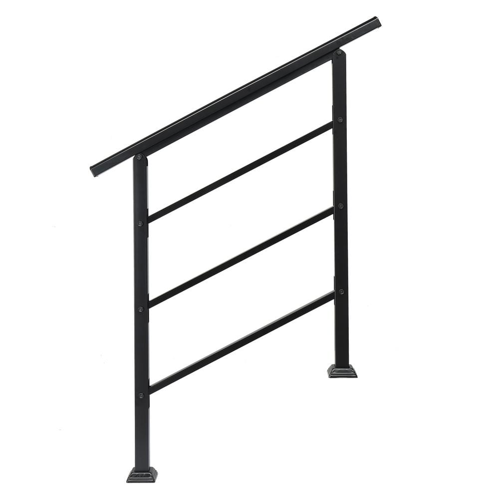 Black Wrought Iron Handrail for Outdoor Steps, 37.8 in. Wide