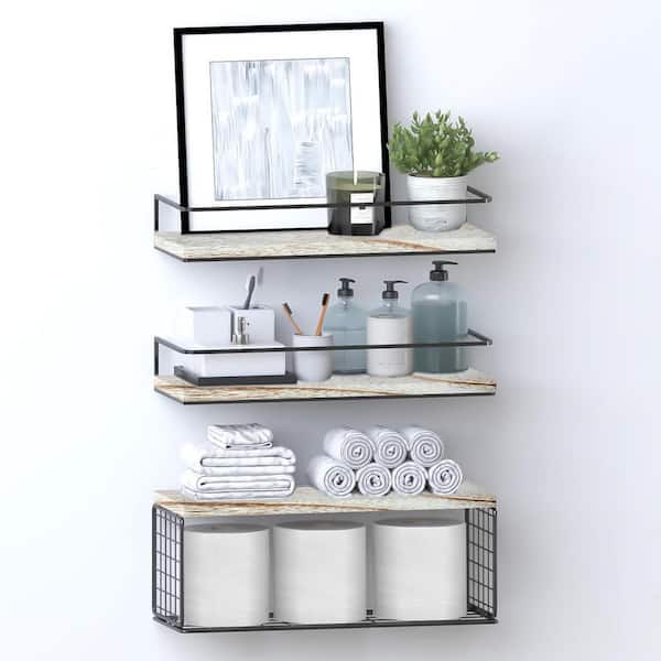 Cubilan 15.75 in. W x 5.9 in. D x 5.5 in. H Light Paulownia Wood Decorative Wall Shelf, Floating Shelves