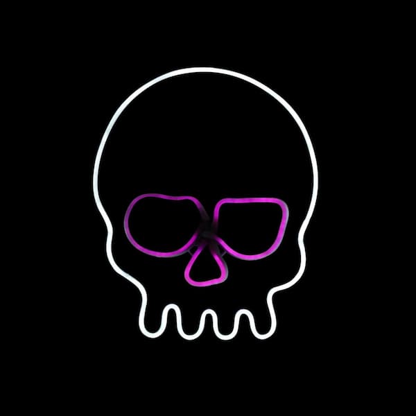 Alpine Corporation Neon Tube LED White Skull with Purple