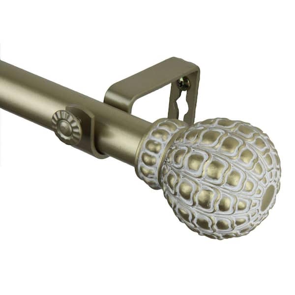 Rod Desyne 66 in. - 120 in. 1 in. Pod Single Curtain Rod Set in Light Gold