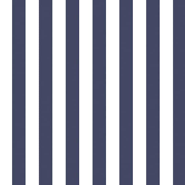 Norwall 1.25 in. Regency Stripe-Navy & Eggshell White Vinyl Roll Wallpaper (Covers 56 sq. ft.)