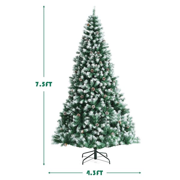 Costway 5 ft. Pre-Lit Hinged Artificial Christmas Tree Snow Flocked with 9  Modes Remote Control Lights CM23510US - The Home Depot