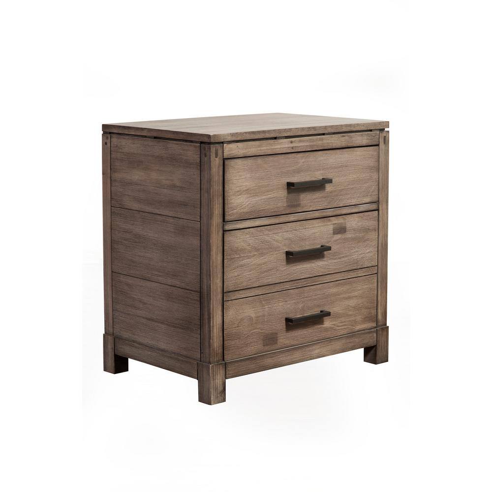 Sydney Transitional 2-Drawer Nightstand in Gray/Brown Mahogany