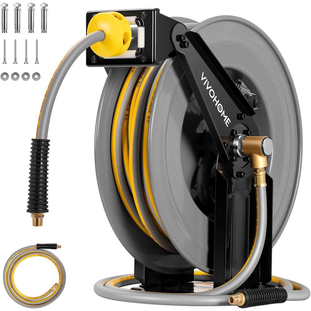 VIVOHOME 50 ft. Retractable Double Arm Steel Air Compressor Hose Reel