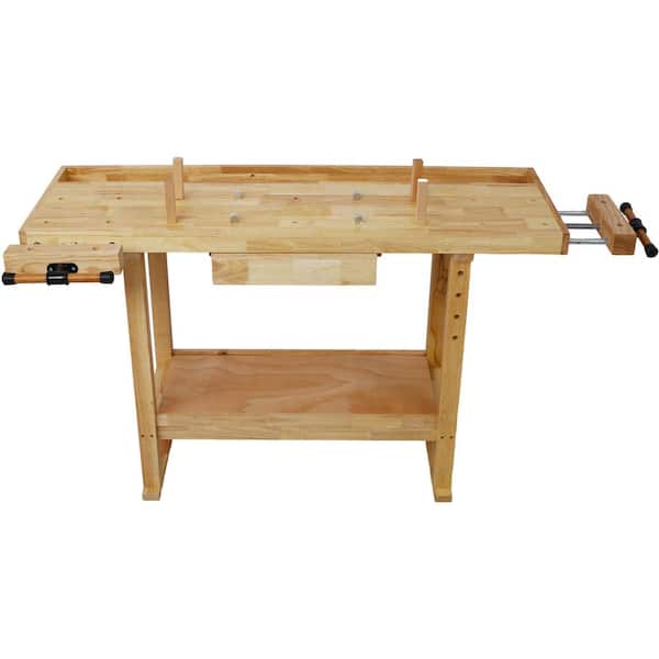 Unbranded 55-Inch Wood Workbench - Wooden Workbench for Garage Workshop and Home