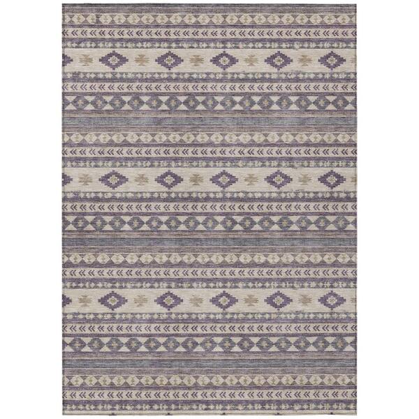 Chantille Machine Washable Indoor/Outdoor Abstract ACN3124 Plum 3 ft. x 5 ft. Area Rug