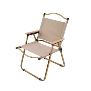 Outdoor Beige Wood Grain Folding Chair Fishing Chair Camping Beach Chair Garden Chair