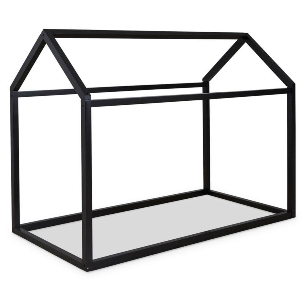 Black Twin Canopy House Bed Frame