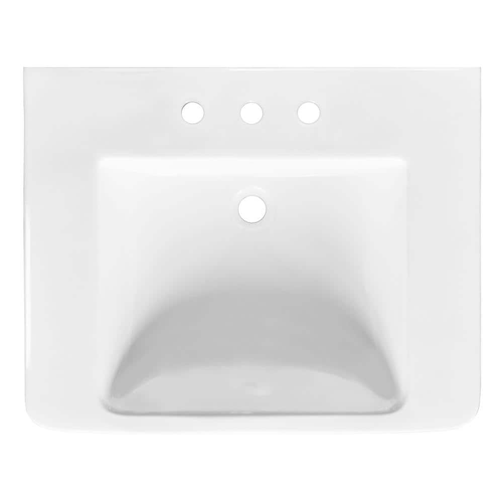 Glacier Bay Fiona 7.28 in. Pedestal Sink Basin in White Fine Fireclay