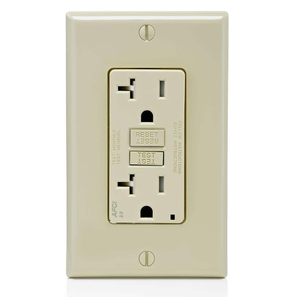 Leviton 20 Amp Tamper Resistant AFCI Duplex Outlet, Ivory