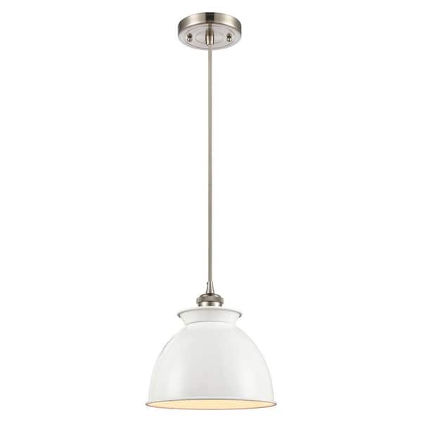 Adirondack 100-Watt 1-Light Brushed Satin Nickel Standard Mini Pendant Light with Metal Shade