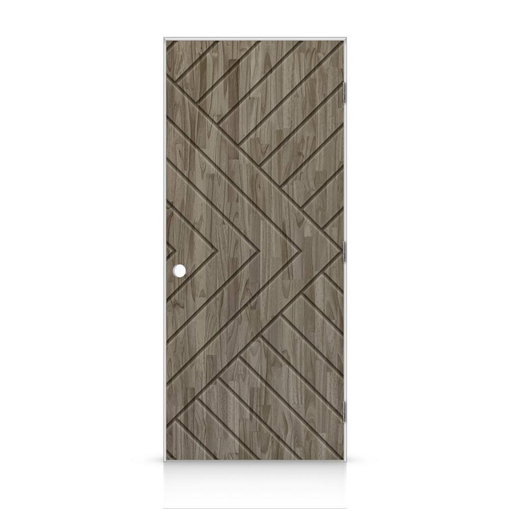 26 in. x 84 in. Chevron Arrow Left-Handed Hollow-Core Weather Gray-Stained Pine Wood Single Prehung Interior Door price history on PriceWatchPro