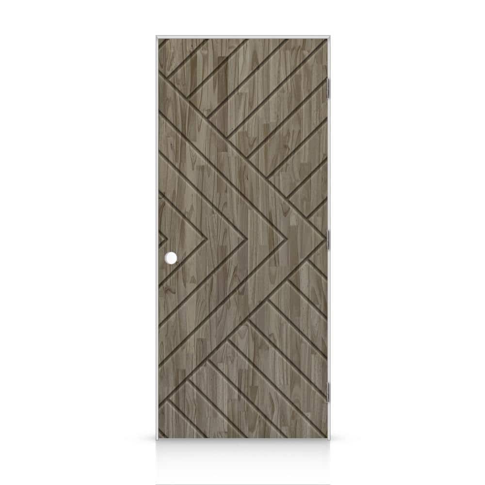 26 in. x 96 in. Chevron Arrow Left-Handed Hollow-Core Weather Gray-Stained Pine Wood Single Prehung Interior Door price history on PriceWatchPro
