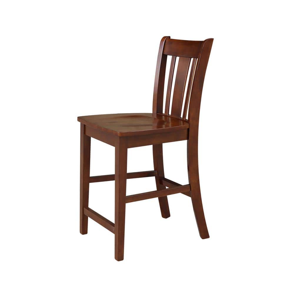 San Remo 24" Espresso Solid Wood Counter-Height Stool