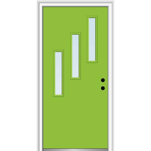 MMI Door 30 in. x 80 in. Davina Low-E Glass Left-Hand 3-Lite Clear Vertical Modern Painted Fiberglass Smooth Prehung Front Door