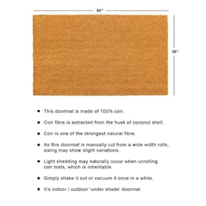 Natural 36 in. x60 in. Machine Tufted Plain Doormat