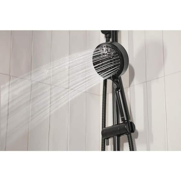 Precept 6-Spray Patterns 1.5 GPM 3.88 in. Wall Mount Handheld Shower Head with Slide Bar in Matte Black
