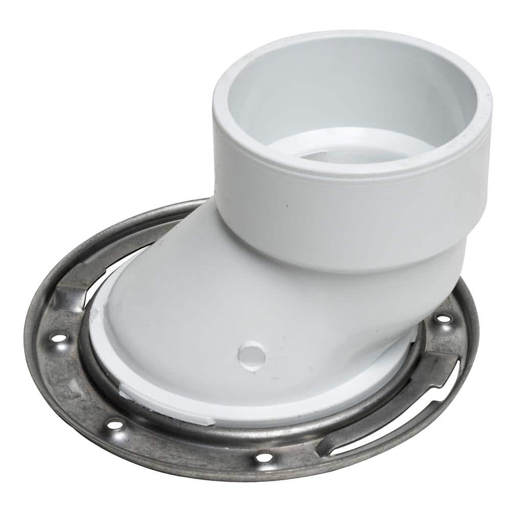3-Inch PVC Offset Toilet Flange with Stainless Steel Ring