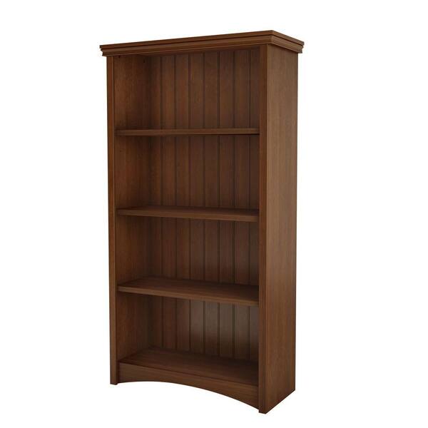 South Shore 57.62 in. Sumptuous Cherry Faux Wood 4-shelf Standard Bookcase with Adjustable Shelves