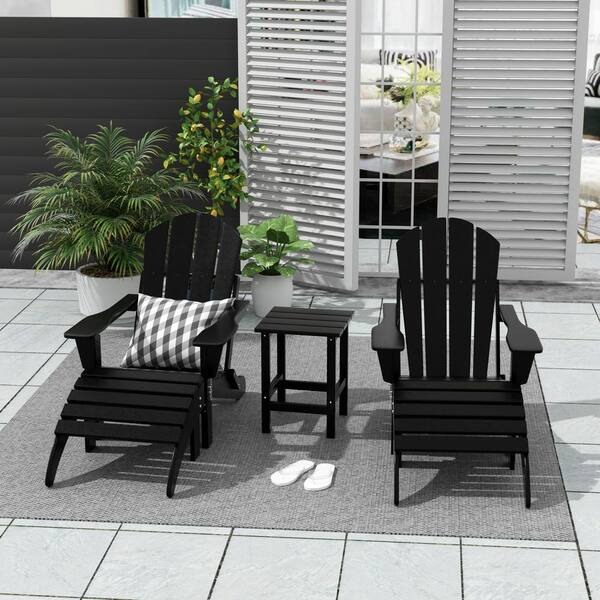 plastic adirondack chairs and side tables