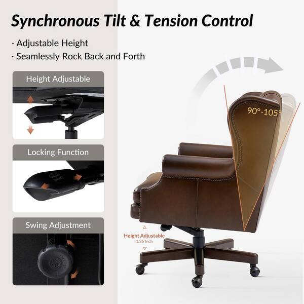 JAYDEN CREATION Cozine Brown Genuine Leather Swivel and