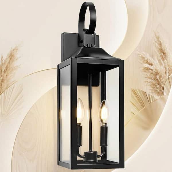 Industrial E12 Bulb Outdoor Black Waterproof Glass Shade Large Exterior Modern Porch Sconce Wall Pack Light