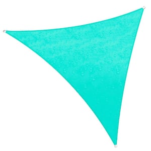 16 ft. x 16 ft. 220 GSM Waterproof Turquoise Triangle Sun Shade Sail Screen Canopy, Outdoor Patio and Pergola Cover