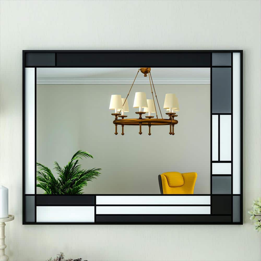 ORGANNICE 40 in. W. x 32 in. H Rectangle Black Aluminum Frame Tempered