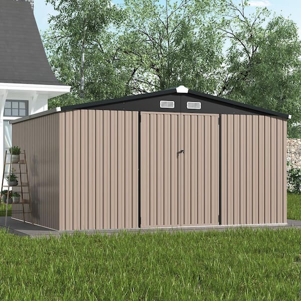 Sizzim 13.6 ft. W x 12 ft. D Metal Storage Shed, Double Door, Air