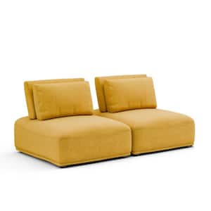 Fairwind 74 in. Armless Yellow Modular Chenille 2-Seater Loveseat With Extendable Back