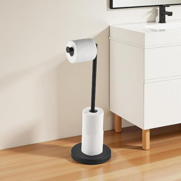 Freestanding Toilet Paper Holder in Matte Black