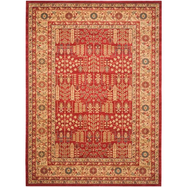 SAFAVIEH Mahal Red/Natural 8 ft. x 11 ft. Antique Floral Border Area Rug